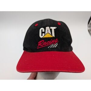 CAT Racing Caterpillar Snapback Hat Black Red Tonkin Embroidered Logo Cap